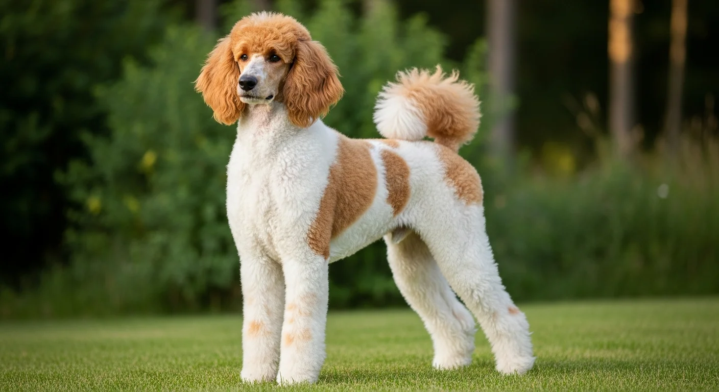 Parti-colored Poodle showing the distinct white and colored patches produced by the S locus